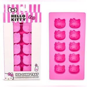 Sanrio Hello Kitty Silicone Mold Pink Ice Cube Tray/Bake Makes 10 Cubes/Servings